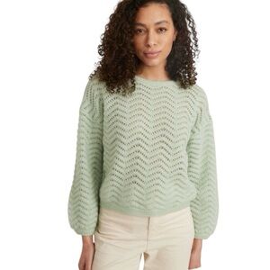 Marine Layer Ruby Pointelle Knit Sweater Light Green Size Small